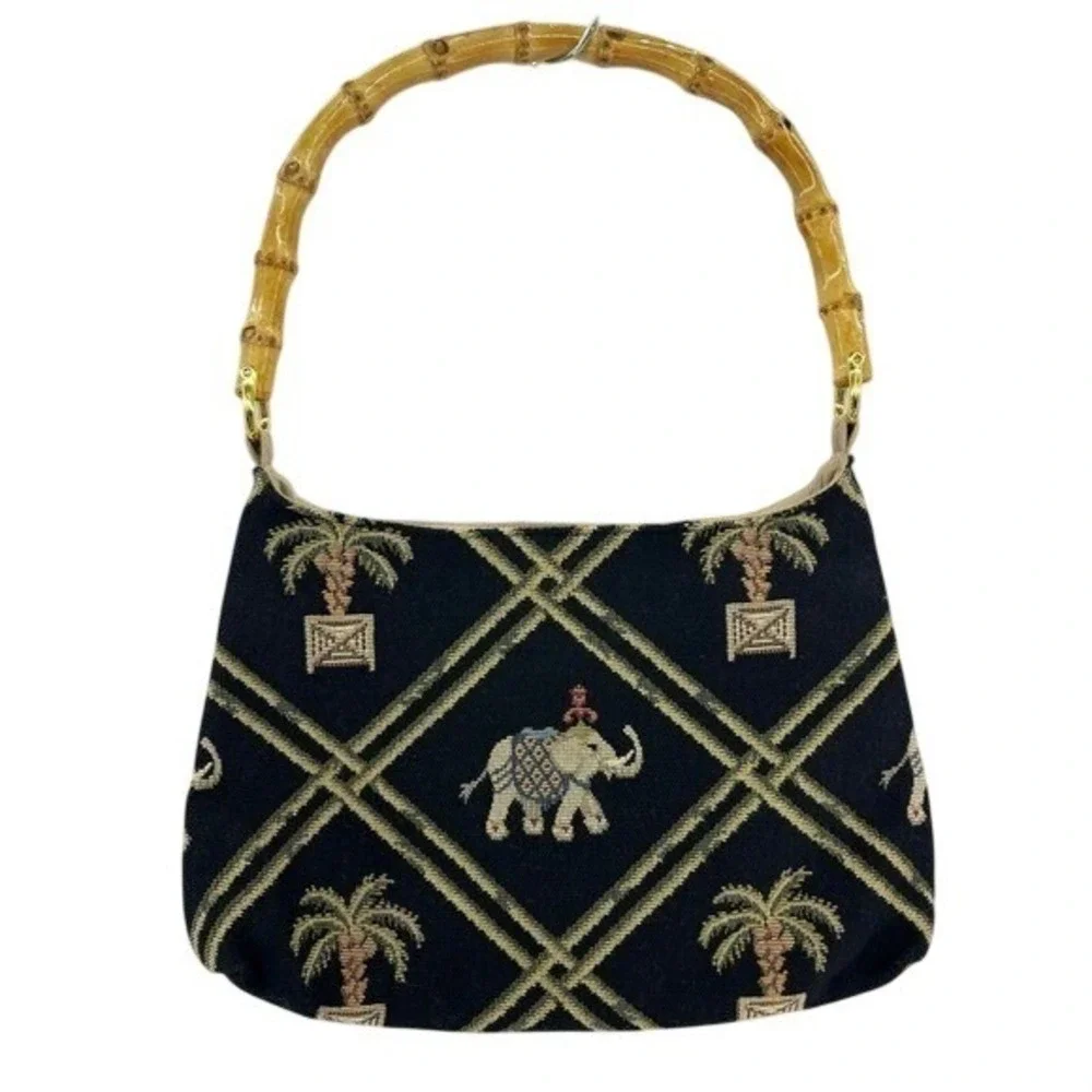 Tapestry Elephant Purse Palm Tree Bamboo Vintage Hobo Handbag Indie Boho Retro